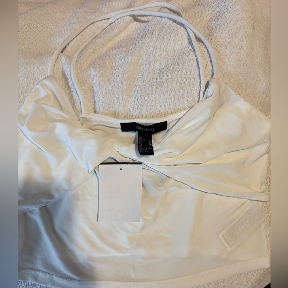 Forever 21 Cream Twist Front Top